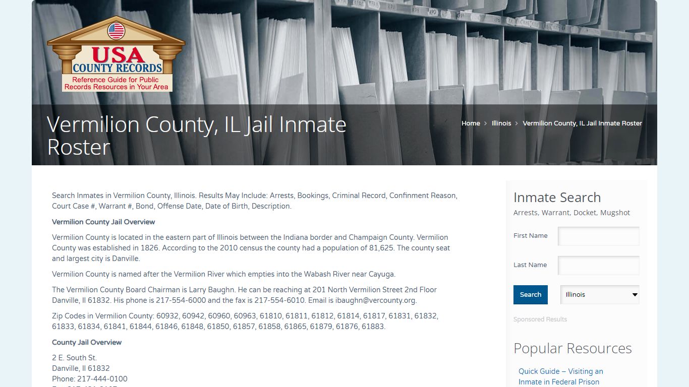 Vermilion County, IL Jail Inmate Roster | Name Search